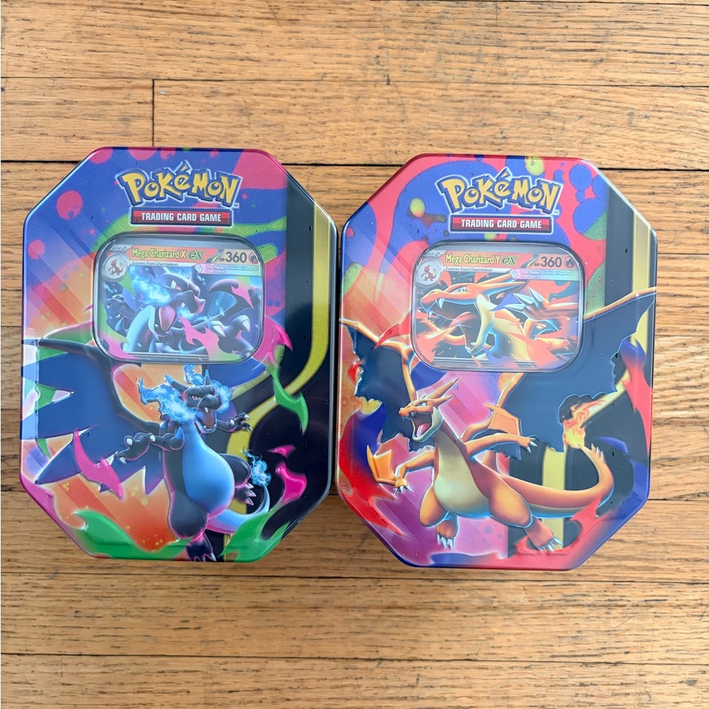 2 FACTORY SEALED Pokemon Mega Charizard EX Tin 4 pack